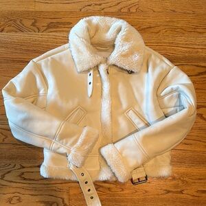 PacSun Women's Cream Shearling Jacket